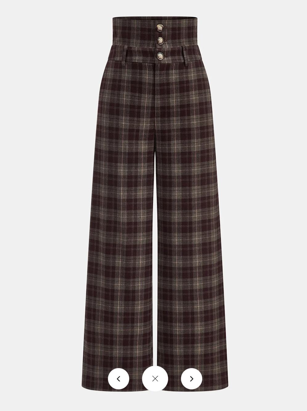 NWT Commense High-Waisted Plaid Wide-Leg Pants Sz L